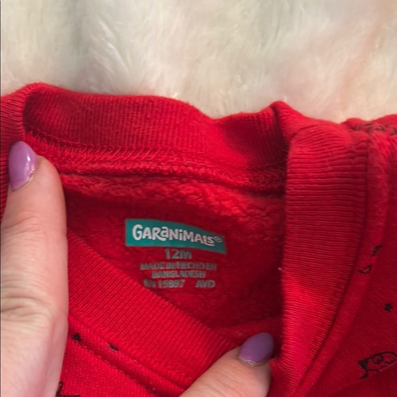 😍Yellow Plaid Button-Up Shirt and Red Sweatshirt Set size 12 months - Picture 3 of 3